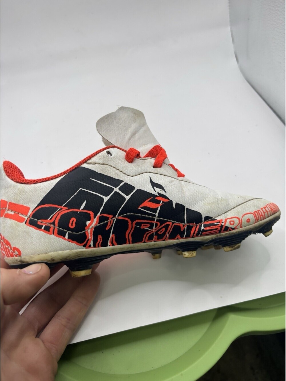 Adidas Soccer Cleats Size 6.5 White with Orange and Black